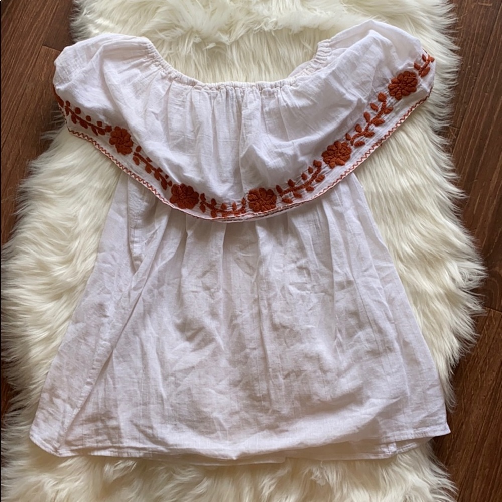 Native off the shoulder white embroidered blouse
